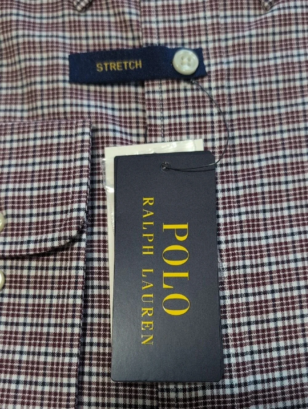 Polo by Ralph Lauren Men's Burgundy and Black Mini Check Button-Down Shirt